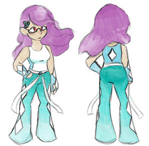 A colored sketch of a human dressed as the pokemon Suicune.